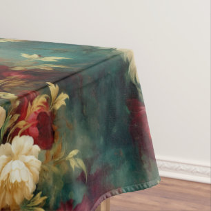 Nappe Fleurs rouges blanches vertes