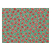 Nappe Fleurs rouges de cactus de Noël sur motif vert (Devant (Horizontal))