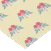 Nappe Fleurs rouges et feuilles verts sur marron (Angle)