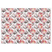 Nappe Fleurs rouges, florales, rétro, rouges et blanches (Devant (Horizontal))