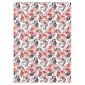 Nappe Fleurs rouges, florales, rétro, rouges et blanches (Devant)