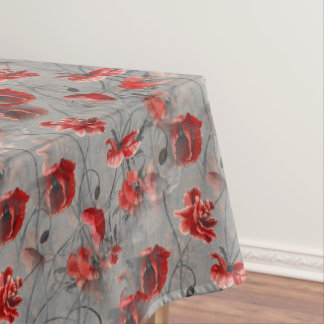 Nappe Fleurs rouges sur Gris foncé, Pépites rouges à pap