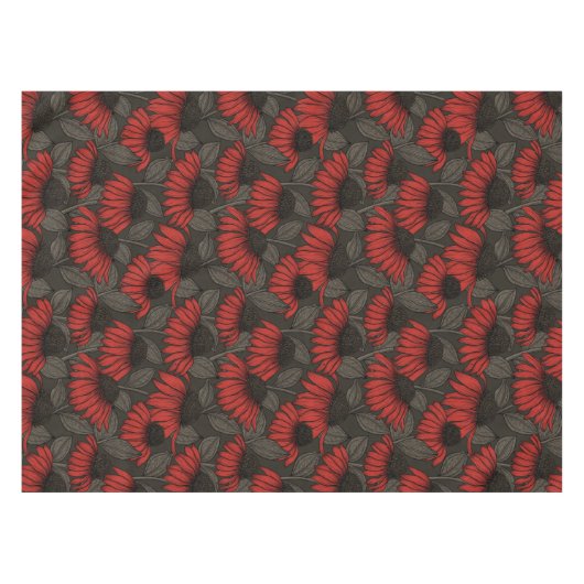 Nappe Fleurs rouges sur marron (Devant (Horizontal))