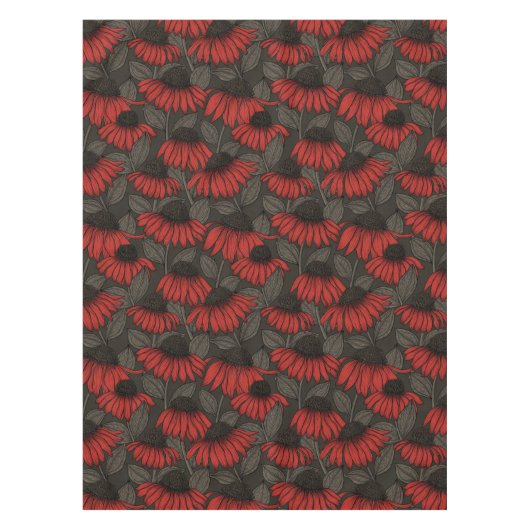 Nappe Fleurs rouges sur marron (Devant)