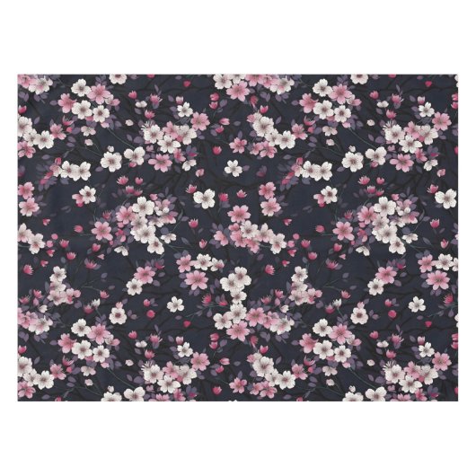 Nappe Fleurs Sakura Roses Noires, Design Motif, (Devant (Horizontal))