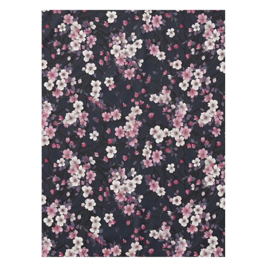 Nappe Fleurs Sakura Roses Noires, Design Motif, (Devant)