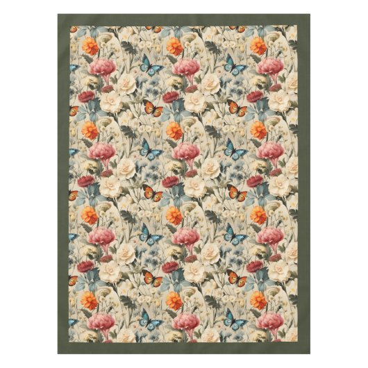 Nappe Fleurs sauvages et papillons Boho modernes (Devant)
