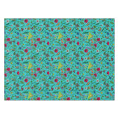 Nappe Fleurs sauvages et papillons de nuit sur turquoise (Devant (Horizontal))