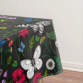 Nappe Fleurs sauvages et papillons sur le noir (In Situ)