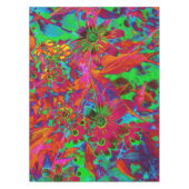 Nappe Fleurs sauvages psychédéliques rouges et vertes gr (Devant)