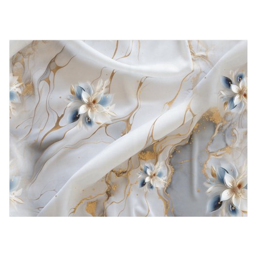 Nappe Fleurs soies blanches et bleu clair sur un look so (Devant (Horizontal))