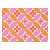 Nappe Fleurs sur cercles rose orange milieu du siècle  (Devant (Horizontal))