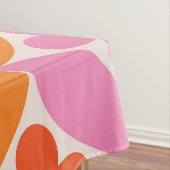 Nappe Fleurs sur cercles rose orange milieu du siècle  (In Situ)