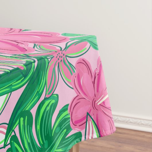 Nappe Fleurs tropicales florales roses / Fleurs blanches (In Situ)