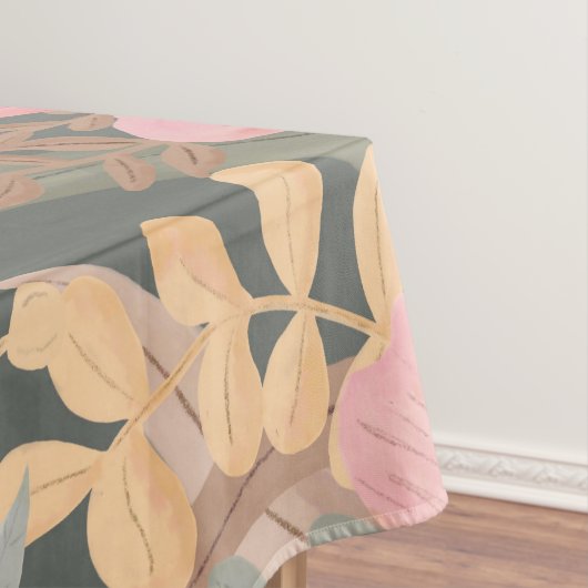Nappe Fleurs vertes rose Sage Laisser Motif Aquarelle (In Situ)