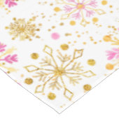 Nappe Flocons de neige roses et dorés d'hiver (Angle)
