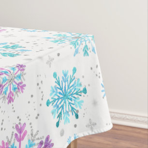 Nappe Flocons de neige violets et bleus d'hiver