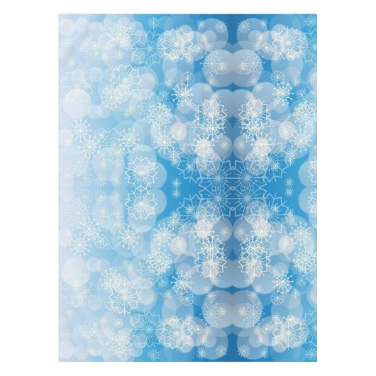 Nappe Flocons de Noël sur un fond bleu (Devant)