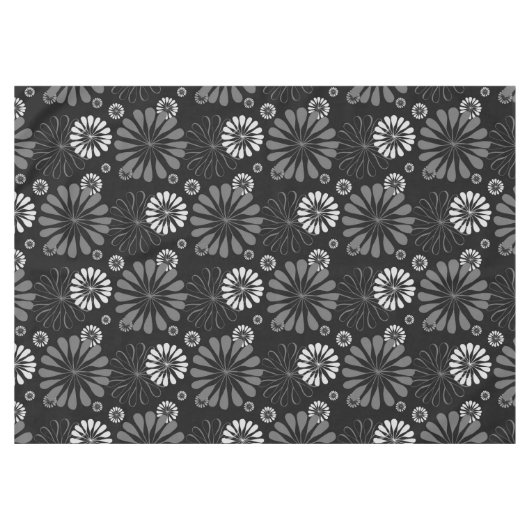 Nappe Floral noir et blanc rétro (Devant (Horizontal))