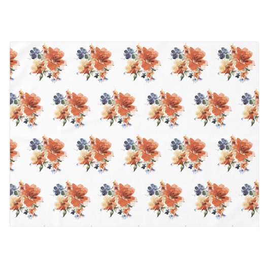 Nappe Floral orange et bleu (Devant (Horizontal))