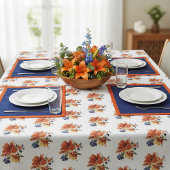 Nappe Floral orange et bleu