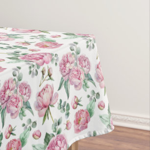 Nappe Floral rose et Motif vert Eucalyptus