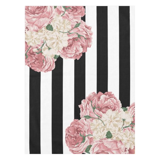 Nappe Floral rose, noir, blanc (Devant)