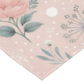 Nappe Floral rose rustique avec fleurs blanches et verdu (Angle)