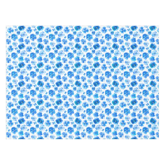 Nappe florale de fleur de pensée bleue d'aquarelle (Devant (Horizontal))