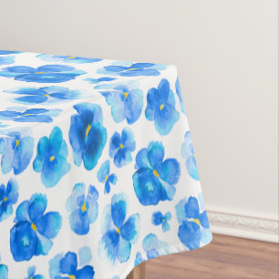 Nappe florale de fleur de pensée bleue d'aquarelle