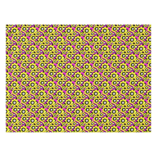 Nappe Flore néon brillant motif crammson et flux jaune (Devant (Horizontal))