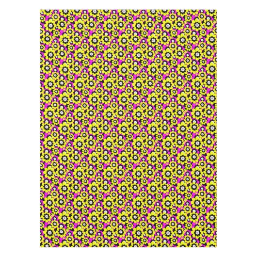 Nappe Flore néon brillant motif crammson et flux jaune (Devant)