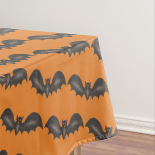 Nappe Flying Bats Black Orange Happy Halloween Print