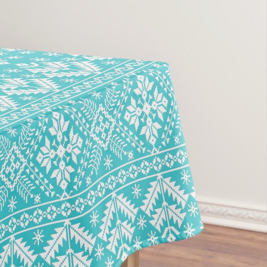 Nappe Foire de Noël bleu et blanc Motif Isle (In Situ)