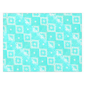 Nappe Folk Stylisé Impression Turquoise Blanc (Devant (Horizontal))
