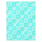 Nappe Folk Stylisé Impression Turquoise Blanc (Devant)