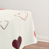 Nappe Fond crème avec des cœurs rouges et bordeaux (In Situ)