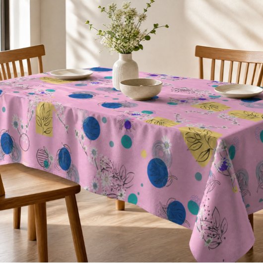 Nappe Formes Botaniques Abstraites Florales Bohème Rose 