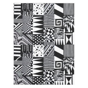 Nappe Formes géométriques abstraites main motif noir bla