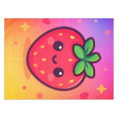 Nappe Fraise Kawaii souriante sur Pastel Gradient Backg (Devant (Horizontal))
