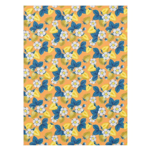 Nappe Fraises jaunes sur orange (Devant)