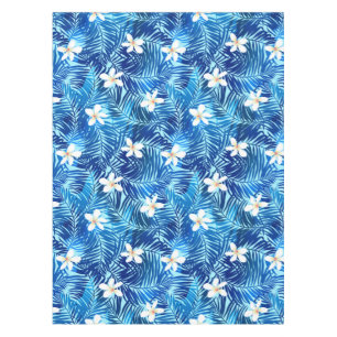 Nappe Frangipani et palmette bleue