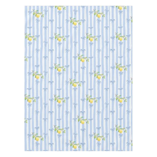 Nappe French Country Lemon – Blue Stripe Bow Pattern (Devant)