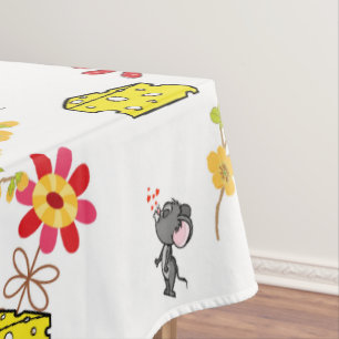 Nappe Fromage blanc Souris jaune Floral