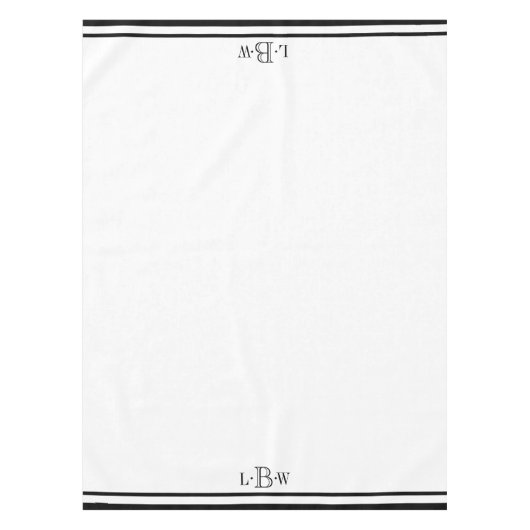 Nappe Frontière noire classique décorée d'un monogramme (Devant)