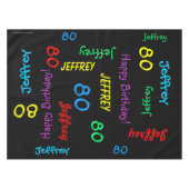 Nappe FUN 80e anniversaire fête, noms répétitifs Noir (Devant (Horizontal))