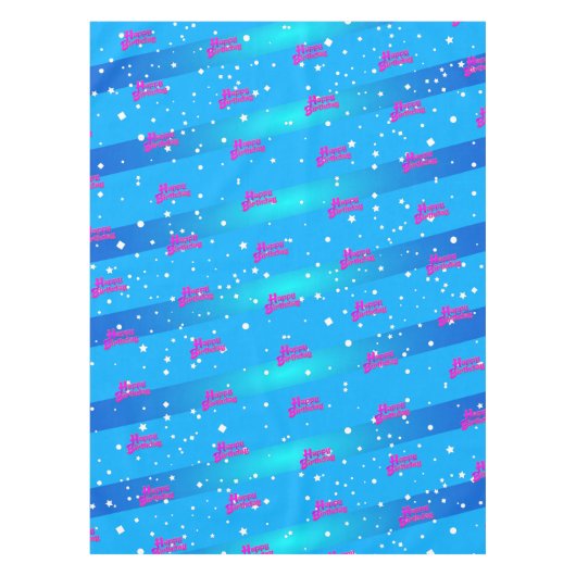 Nappe Fun Purple Joyeux Anniversaire Graphique sur Bleu (Devant)