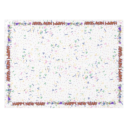Nappe Fun Red Happy New Year - Confetti et Casquettes de (Devant (Horizontal))