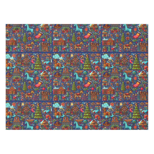Nappe Fun Western Motif Christmas Blue (Devant (Horizontal))