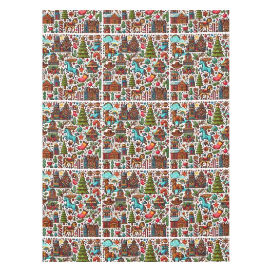 Nappe Fun Western Motif Noël Rouge (Devant)